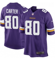 Mens Nike Minnesota Vikings 80 Cris Carter Game Purple Team Color NFL Jersey