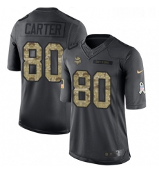 Mens Nike Minnesota Vikings 80 Cris Carter Limited Black 2016 Salute to Service NFL Jersey
