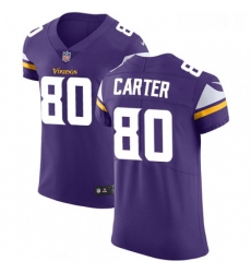 Mens Nike Minnesota Vikings 80 Cris Carter Purple Team Color Vapor Untouchable Elite Player NFL Jersey