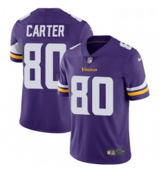 Mens Nike Minnesota Vikings 80 Cris Carter Purple Team Color Vapor Untouchable Limited Player NFL Jersey