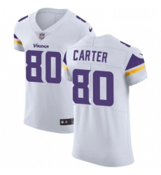Mens Nike Minnesota Vikings 80 Cris Carter White Vapor Untouchable Elite Player NFL Jersey