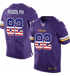 Mens Nike Minnesota Vikings 82 Kyle Rudolph Elite Purple Home USA Flag Fashion NFL Jersey