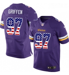 Mens Nike Minnesota Vikings 97 Everson Griffen Elite Purple Home USA Flag Fashion NFL Jersey