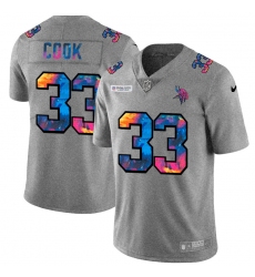 Minnesota Vikings 33 Dalvin Cook Men Nike Multi Color 2020 NFL Crucial Catch NFL Jersey Greyheather
