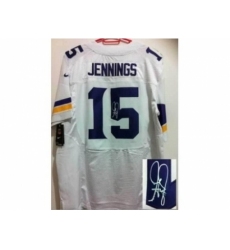 Nike Minnesota Vikings 15 Greg Jennings white Elite signature NFL Jersey