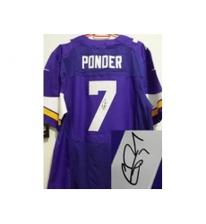 Nike Minnesota Vikings 7 Christian Ponder Purple Elite Signed NFL Jersey