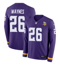 Nike Vikings #26 Trae Waynes Purple Team Color Men Stitched NFL Limited Therma Long Sleeve Jersey