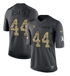 Nike Vikings #44 Matt Asiata Black Mens Stitched NFL Limited 2016 Salute To Service Jersey