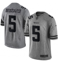 Nike Vikings #5 Teddy Bridgewater Gray Mens Stitched NFL Limited Gridiron Gray Jersey