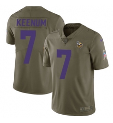 Nike Vikings #7 Case Keenum Olive Mens Stitched NFL Limited 2017 Salute to Service Jersey