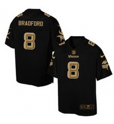 Nike Vikings #8 Sam Bradford Black Men Stitched NFL Elite Pro Line Gold Collection Jersey