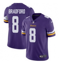 Nike Vikings #8 Sam Bradford Purple Team Color Mens Stitched NFL Vapor Untouchable Limited Jersey