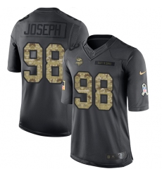 Nike Vikings #98 Linval Joseph Black Mens Stitched NFL Limited 2016 Salute To Service Jersey