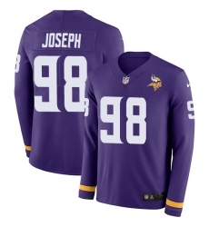 Nike Vikings #98 Linval Joseph Purple Team Color Men Stitched NFL Limited Therma Long Sleeve Jersey