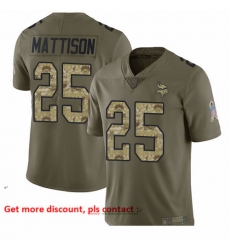 Vikings 25 Alexander Mattison Olive Camo Men Stitched Football Limited 2017 Salute To Service Jersey