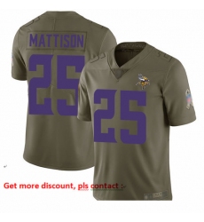 Vikings 25 Alexander Mattison Olive Men Stitched Football Limited 2017 Salute to Service Jersey