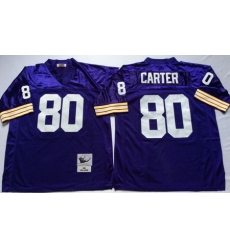 Vikings 80 Cris Carter Purple Throwback Jersey