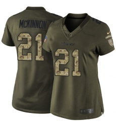 Nike Vikings #21 Jerick McKinnon Green Womens Stitched NFL Limited 2015 Salute to Service Jersey