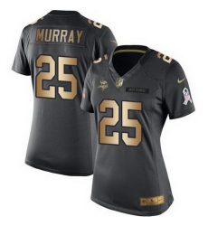 Nike Vikings #25 Latavius Murray Black Womens Stitched NFL Limited Gold Salute to Service Jersey