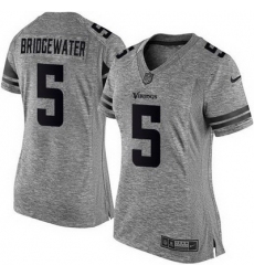 Nike Vikings #5 Teddy Bridgewater Gray Womens Stitched NFL Limited Gridiron Gray Jersey