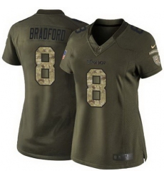 Nike Vikings #8 Sam Bradford Green Women Stitched NFL Limited Salute to Service Jersey