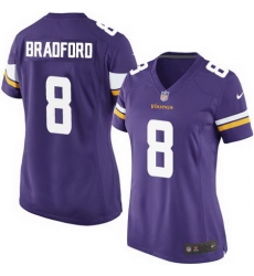 Nike Vikings #8 Sam Bradford Purple Team Color Women Stitched NFL Elite Jersey
