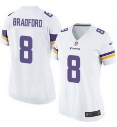 Nike Vikings #8 Sam Bradford White Women Stitched NFL Elite Jersey