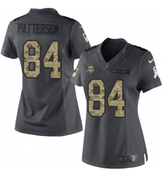 Nike Vikings #84 Cordarrelle Patterson Black Womens Stitched NFL Limited 2016 Salute To Service Jersey