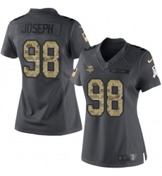 Nike Vikings #98 Linval Joseph Black Womens Stitched NFL Limited 2016 Salute To Service Jersey