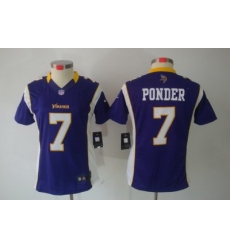 Nike Women Minnesota Vikings #7 Ponder Purple(Women Limited Jerseys)