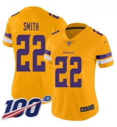 Vikings #22 Harrison Smith Gold Women Stitched Football Limited Inverted Legend 100th Season Jersey