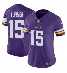 Women Minnesota Vikings 15 Dallas Turner Purple 2024 DraftVapor Stitched Jersey