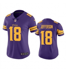 Women Minnesota Vikings 18 Justin Jefferson Purple Limited Rush Stitched NFL Jersey