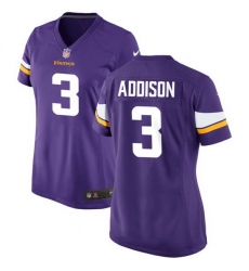 Women Minnesota Vikings 3 Jordan Addison Purple Stitched Game Jersey