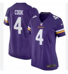 Women Minnesota Vikings 4 Dalvin Cook Purple Vapor Untouchable Stitched Jersey