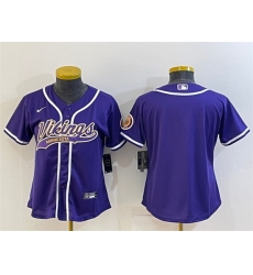 Women Minnesota Vikings Blank Purple With Patch Cool Base Stitched Baseball Jersey