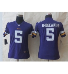 Women New Nike Minnesota Vikings #5 Bridgewater Purple Jerseys