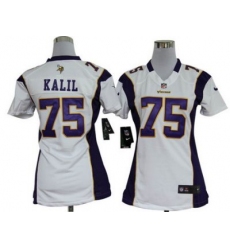 Women Nike Minnesota Vikings 75# Matt Kalil White Jersey