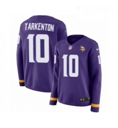 Womens Nike Minnesota Vikings 10 Fran Tarkenton Limited Purple Therma Long Sleeve NFL Jersey