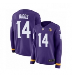 Womens Nike Minnesota Vikings 14 Stefon Diggs Limited Purple Therma Long Sleeve NFL Jersey