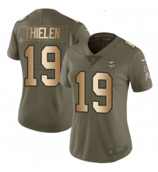 Womens Nike Minnesota Vikings 19 Adam Thielen Limited OliveGold 2017 Salute to Service NFL Jersey