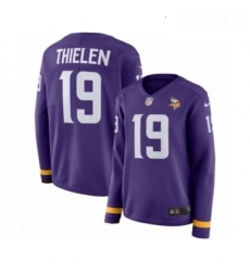 Womens Nike Minnesota Vikings 19 Adam Thielen Limited Purple Therma Long Sleeve NFL Jersey