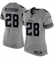 Womens Nike Minnesota Vikings 28 Adrian Peterson Limited Gray Gridiron NFL Jersey