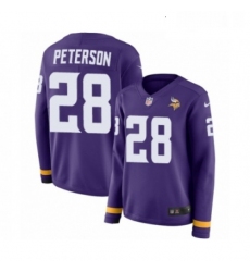 Womens Nike Minnesota Vikings 28 Adrian Peterson Limited Purple Therma Long Sleeve NFL Jersey