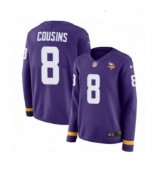 Womens Nike Minnesota Vikings 8 Kirk Cousins Limited Purple Therma Long Sleeve NFL Jersey