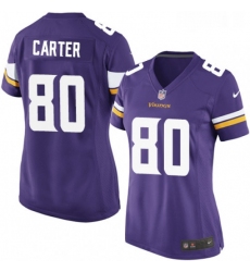 Womens Nike Minnesota Vikings 80 Cris Carter Game Purple Team Color NFL Jersey
