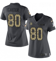 Womens Nike Minnesota Vikings 80 Cris Carter Limited Black 2016 Salute to Service NFL Jersey