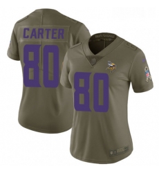 Womens Nike Minnesota Vikings 80 Cris Carter Limited Olive 2017 Salute to Service NFL Jersey