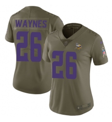Womens Nike Vikings #26 Trae Waynes Olive  Stitched NFL Limited 2017 Salute to Service Jersey