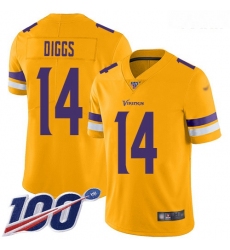 Vikings #14 Stefon Diggs Gold Youth Stitched Football Limited Inverted Legend 100th Season Jersey